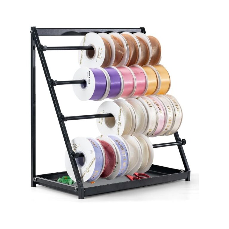 4-Tier Ribbon Holder Rack with Storage Tray