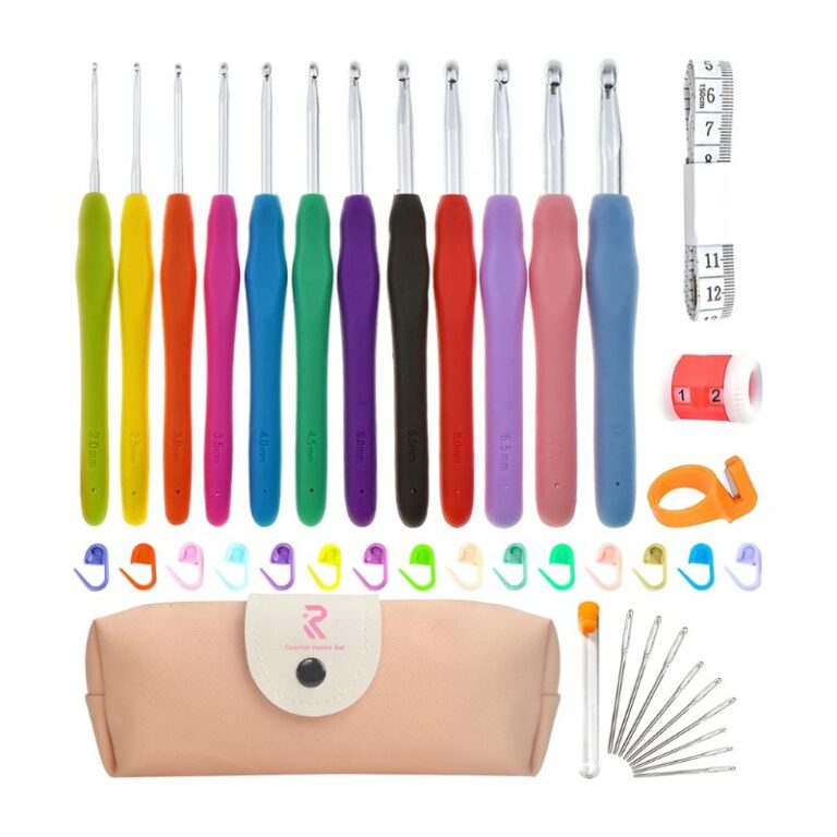 RealPlus Crochet Hook Set, 2mm-8mm, Ergonomic, 12 PCS with Pink Case