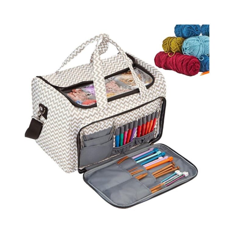 HOMEST Yarn Storage Bag, Knitting Tote with Dividers